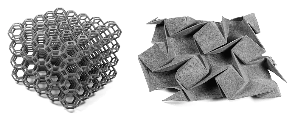 3D printed educational models demonstrating complex lattice and geometric structures