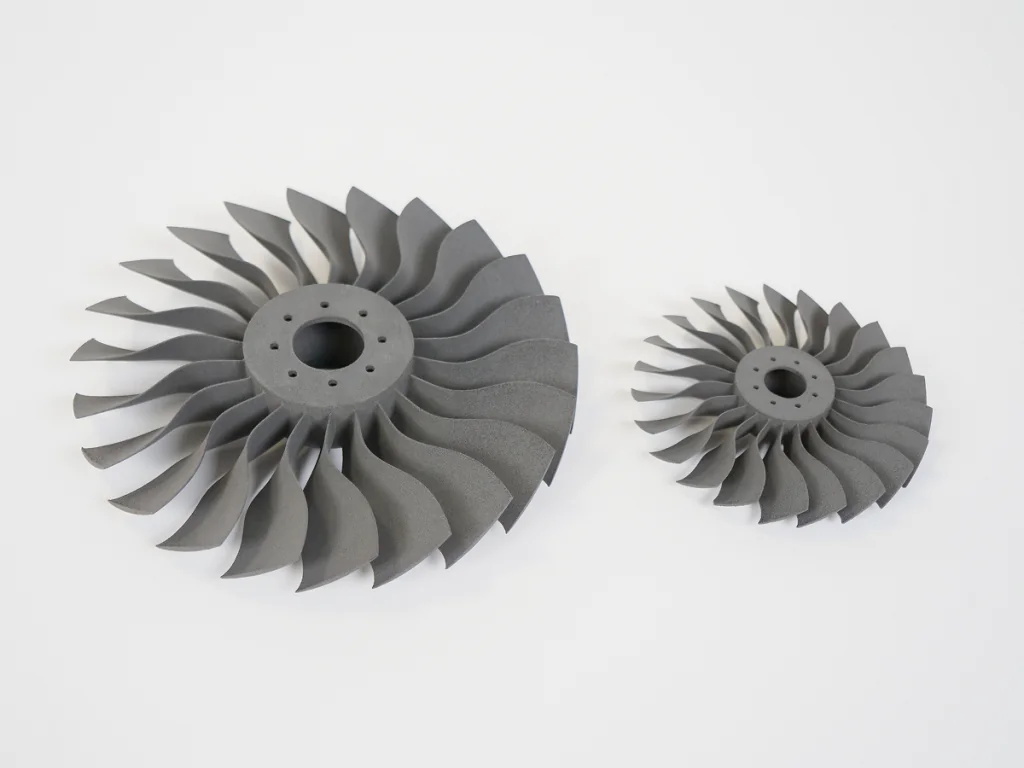 SLS printed turbine wheels made from PA12 ECO recycled PA12 powder