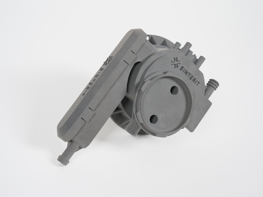 Complex functional housing printed from PA12 ECO recycled PA12 powder