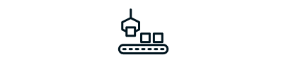 Production line icon. Highlights the industrial and everyday uses of 3D printing across different sectors.