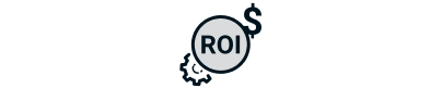 ROI and dollar icon. Represents economic considerations, including ROI and maintenance costs of printers.
