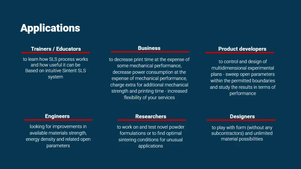 Aplications - 3D printing SLS